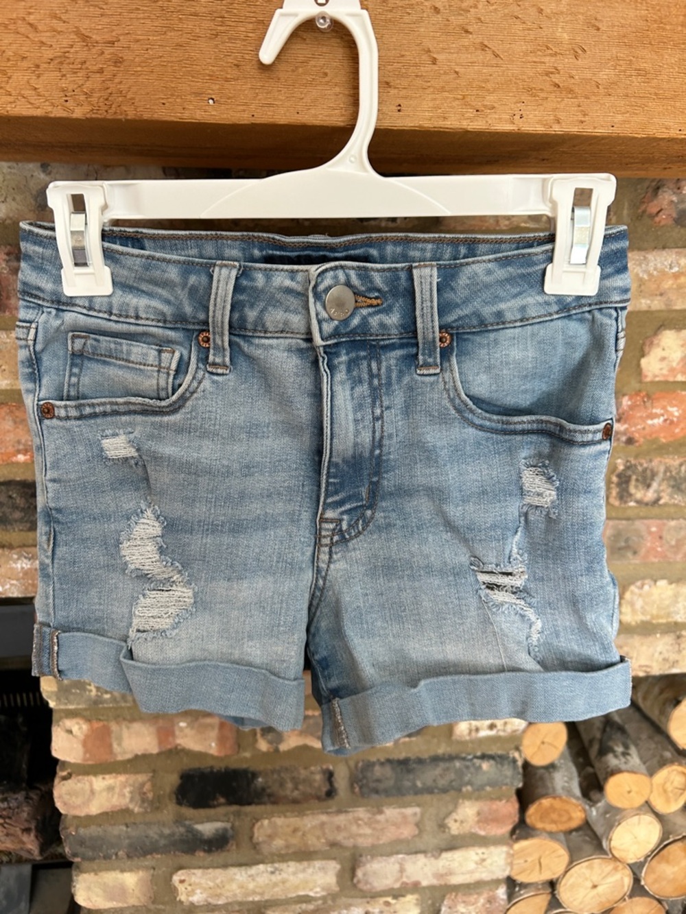 Aeropostale Light Wash Distressed Denim Shorts